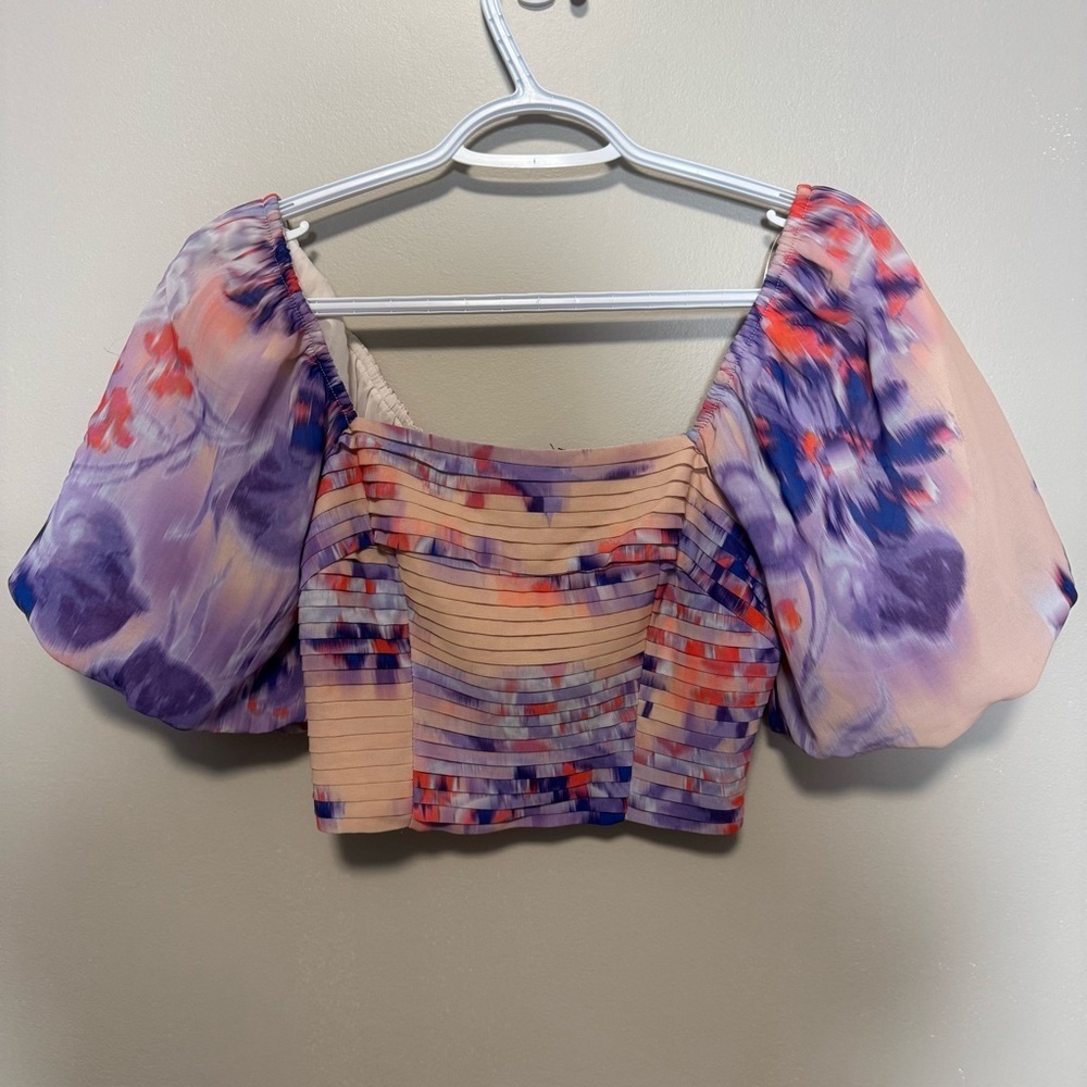 NWT Dynamite Cropped Puff Sleeve Top - Women’s XXS - Picture 5 of 11